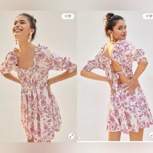 NWOT ANTHROPOLOGIE Misa short ruffle open back floral mini dress sz S